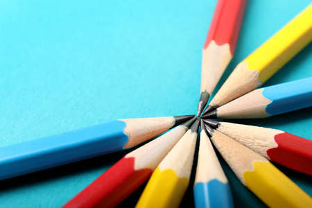 Many pencils on color backgroundの写真素材