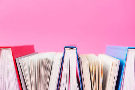 Many books on color backgroundの写真素材