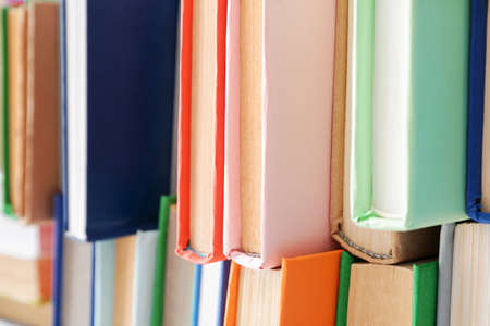 Many different books, closeup viewの写真素材