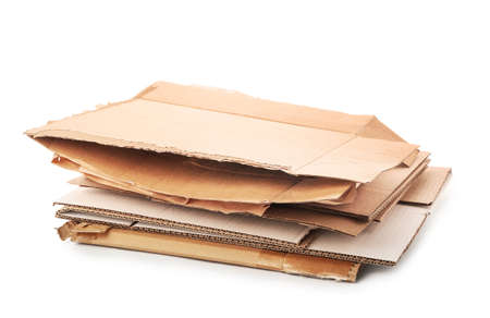 Cardboard sheets on white background. Recycling conceptの写真素材