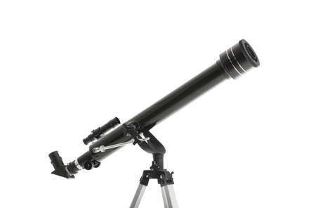 Modern telescope on white backgroundの写真素材
