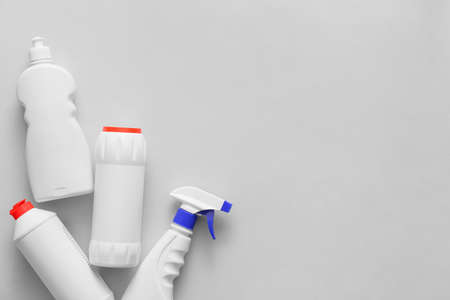 Detergents for cleaning flat on light backgroundの写真素材