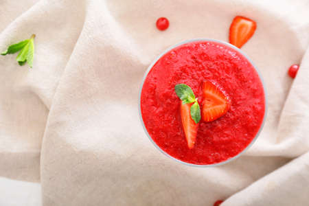 Tasty panna cotta on tableの写真素材