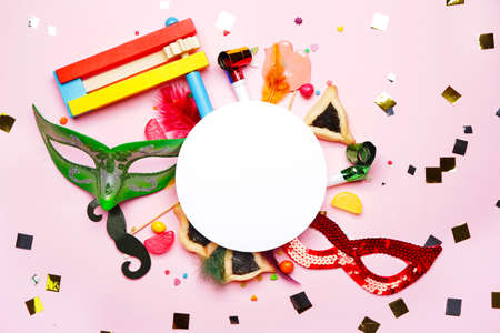 Composition for Purim holiday on light backgroundの写真素材