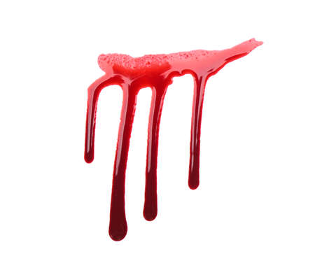 Blood spot with stains on white backgroundの写真素材