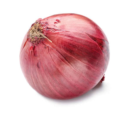 Fresh raw onion on color backgroundの写真素材
