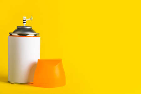 Bottle of air freshener on color backgroundの写真素材