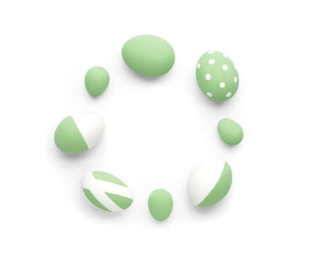 Beautiful Easter eggs on white backgroundの写真素材