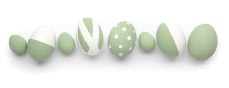 Beautiful Easter eggs on white backgroundの写真素材