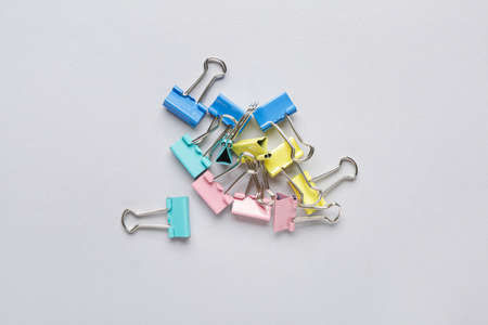 Clips for paper on gray background