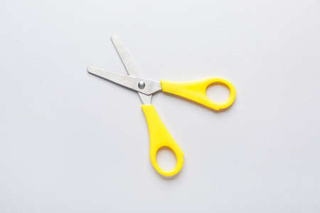 Scissors for paper on gray backgroundの写真素材