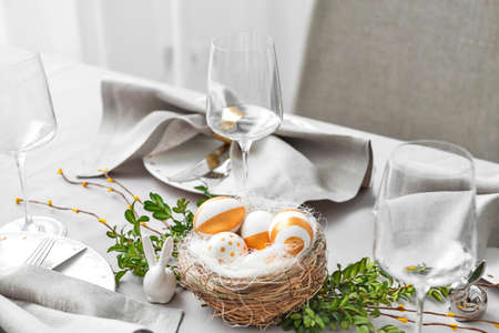 Beautiful table setting for Easter celebration
