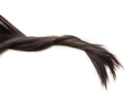 Beautiful long hair on white backgroundの写真素材