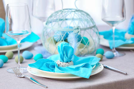 Beautiful table setting for Easter celebrationの写真素材