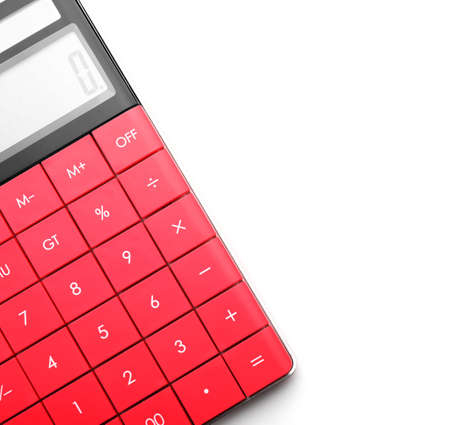 Modern calculator on white backgroundの写真素材