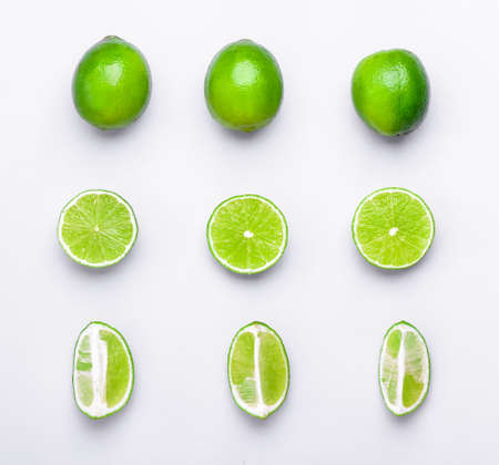 Fresh limes on light backgroundの写真素材