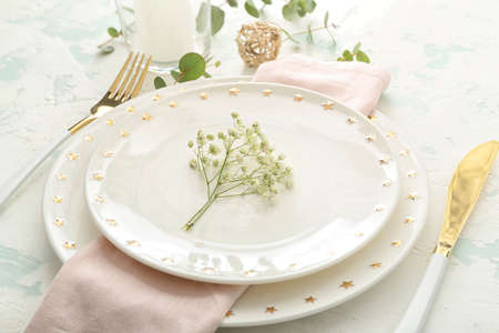 Beautiful table setting with floral decor