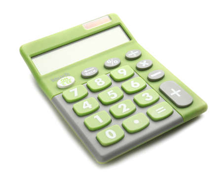 Modern calculator on white backgroundの写真素材