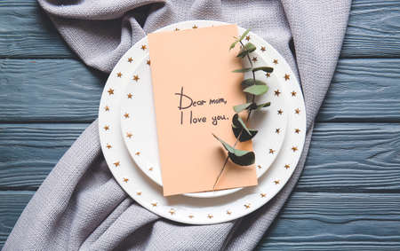 Beautiful table setting for Mother's Day celebrationの写真素材