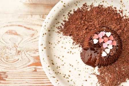 Tasty chocolate cake on plate