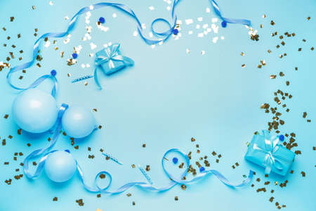 Birthday composition on color backgroundの写真素材