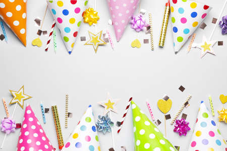 Birthday composition on white backgroundの写真素材