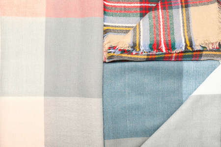 Beautiful scarves as background, closeup