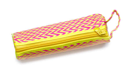 Pencil case on white background
