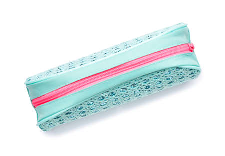 Pencil case on white background