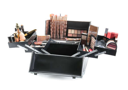 Case of professional makeup artist on white backgroundの写真素材