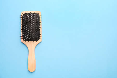 Hair brush on color backgroundの写真素材