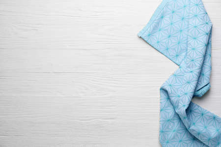 Clean napkin on wooden backgroundの写真素材