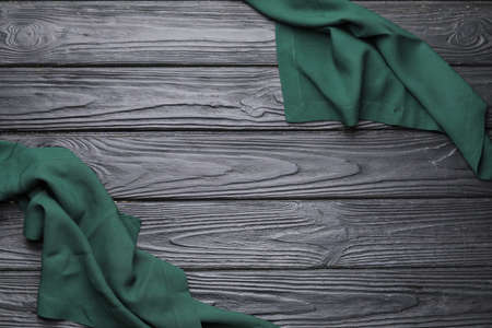 Clean napkins on wooden backgroundの写真素材
