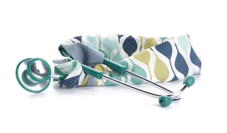 Stethoscope with cover on white backgroundの写真素材