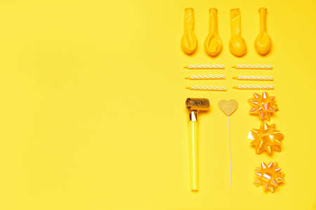 Birthday composition on color backgroundの写真素材