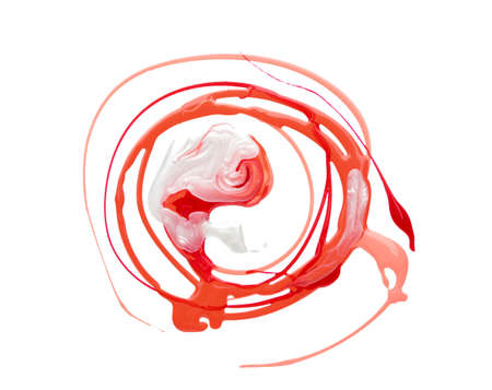 Spilled nail polishes on white backgroundの写真素材