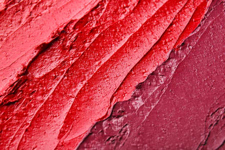 Samples of bright lipsticks, closeupの写真素材