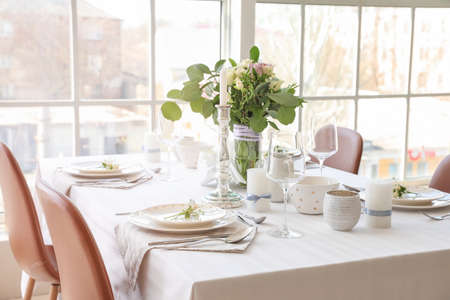 Beautiful table setting in dining room