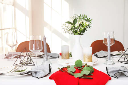 Beautiful table setting in dining room