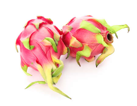 Tasty dragon fruit on white backgroundの写真素材