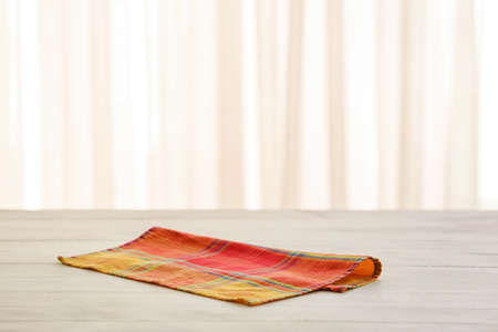 Napkin on table in roomの写真素材