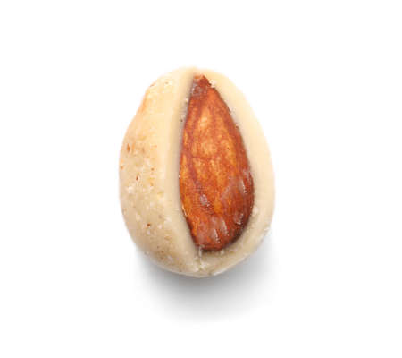 Tasty coated nut on white backgroundの写真素材