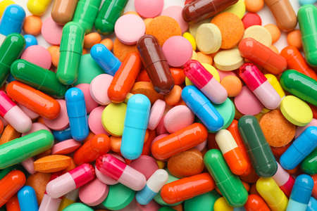 Heap of different pills as backgroundの写真素材