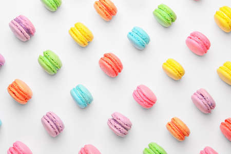 Tasty macarons on white backgroundの写真素材
