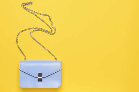 Stylish bag on color backgroundの写真素材