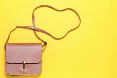 Stylish bag on color backgroundの写真素材
