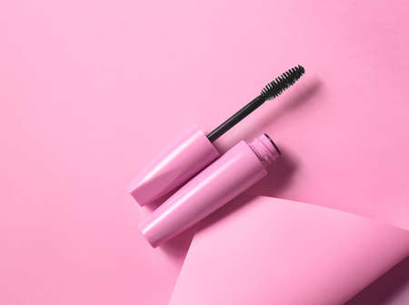 Black mascara on color backgroundの写真素材