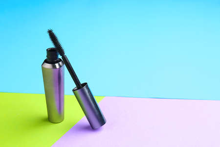 Black mascara on color backgroundの写真素材