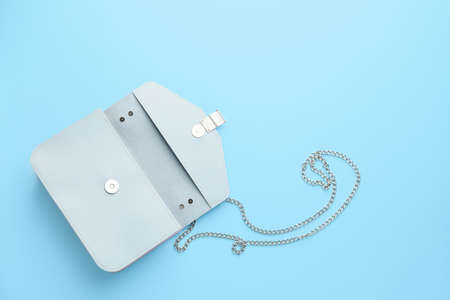 Stylish bag on color backgroundの写真素材