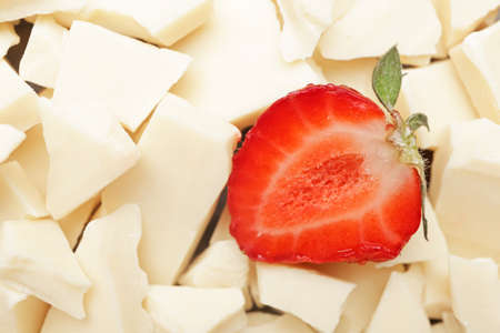 Tasty strawberry and white chocolate, closeupの写真素材